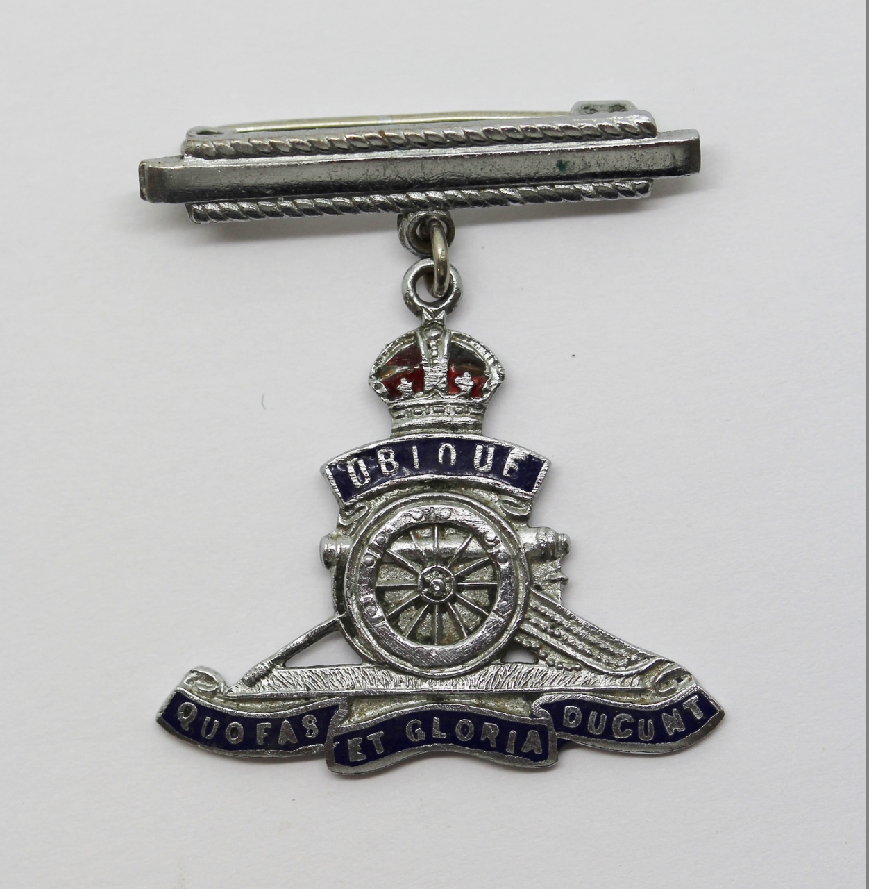 Royal Artillery Enamelled Sweetheart Brooch - King's Crown