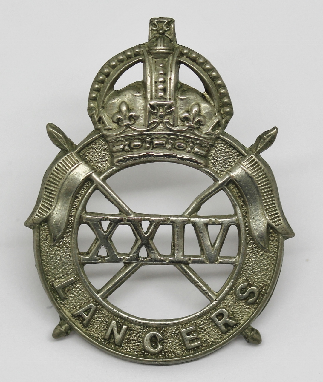 24th Lancers Cap Badge - King's Crown