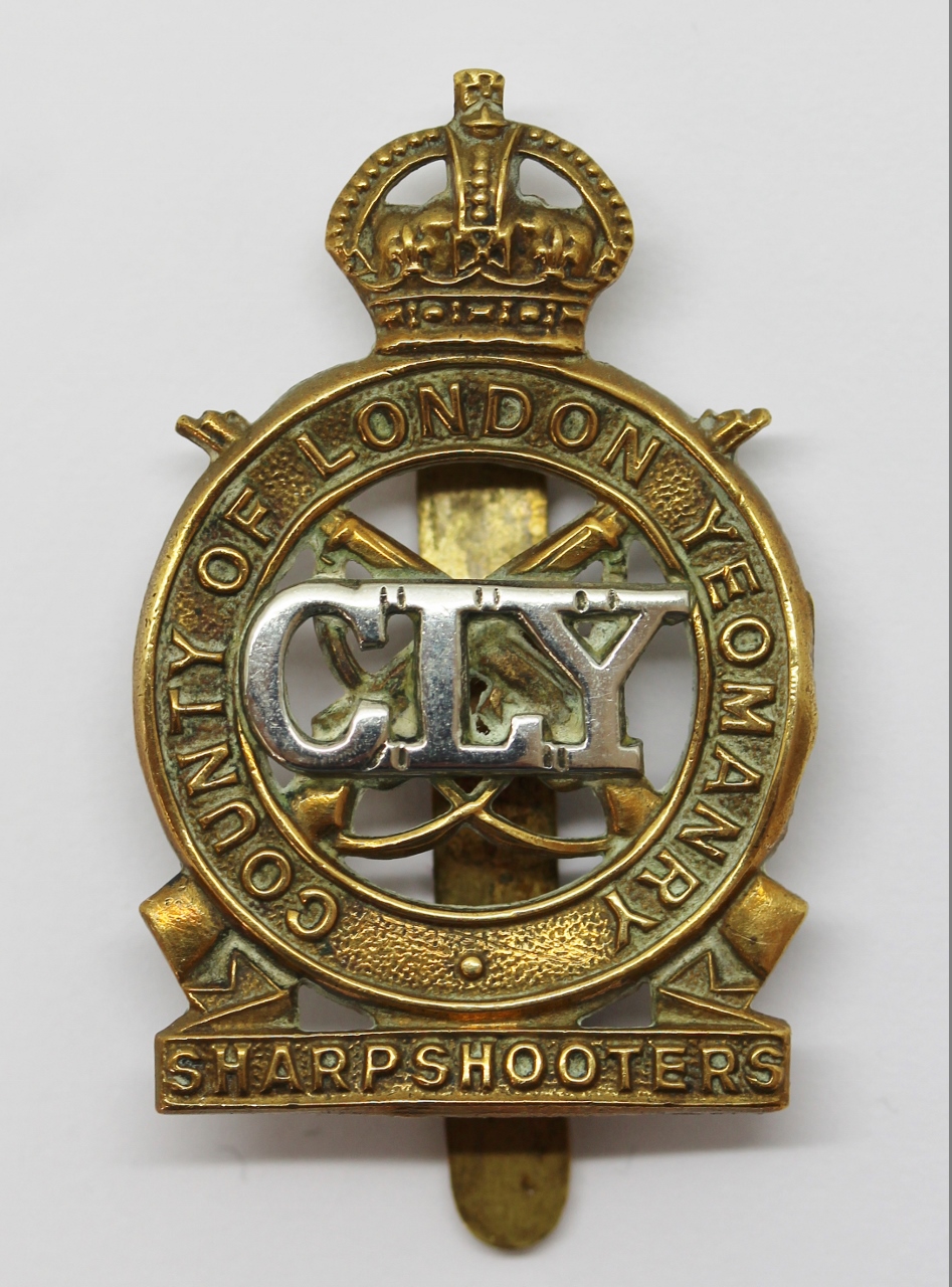 3rd County of London Yeomanry (Sharpshooters) Cap Badge - King's Crown