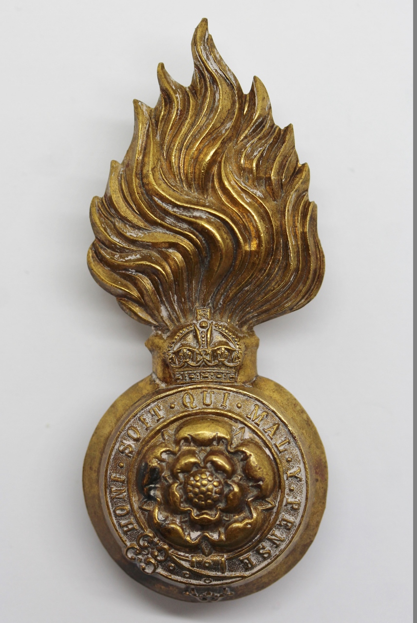Royal Fusiliers Fur Cap Grenade Badge - King's Crown