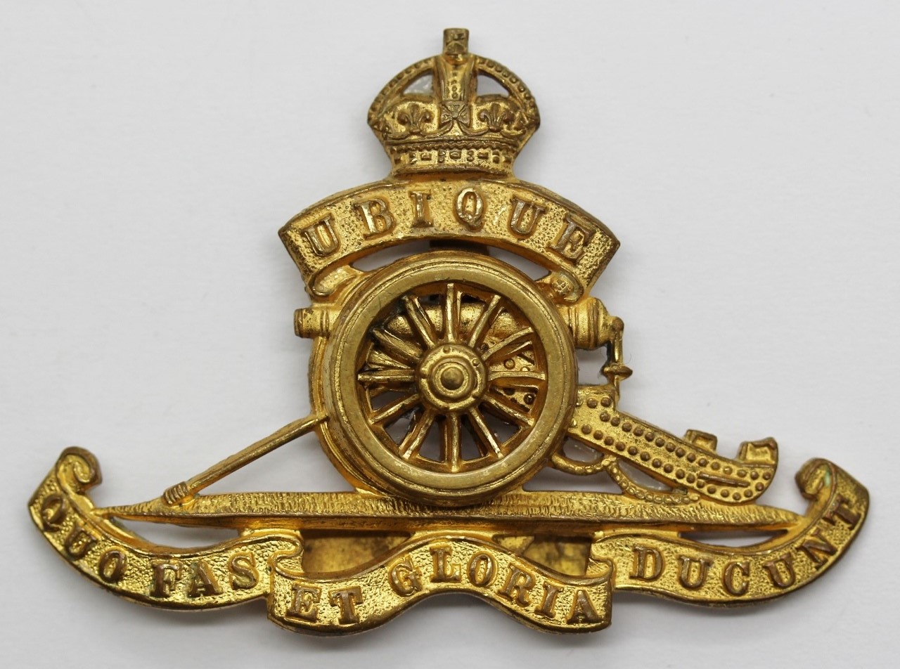 Royal Artillery Officer's Dress Cap Badge - King's Crown