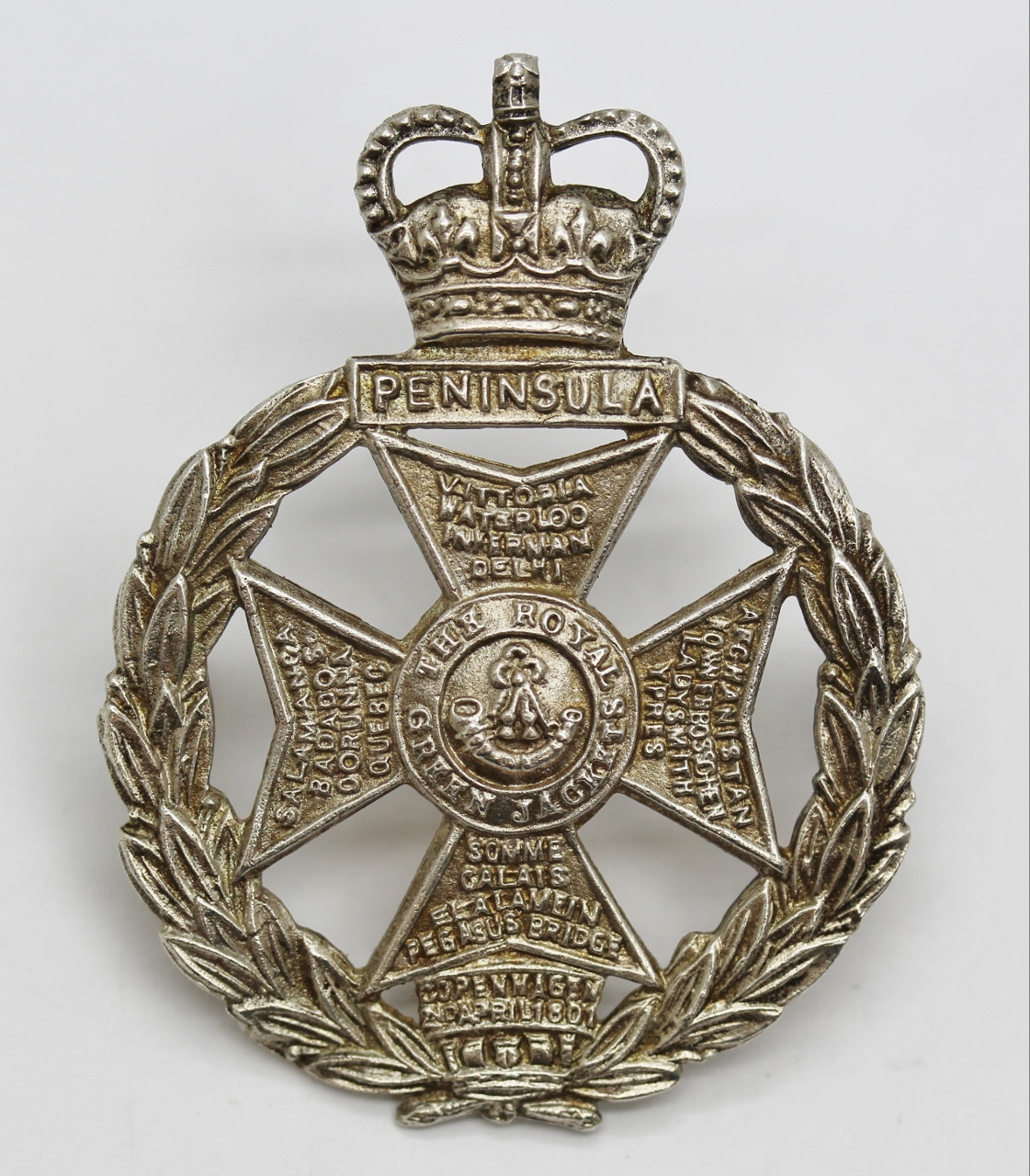 Royal Green Jackets Officer's Hallmarked Silver Cap Badge