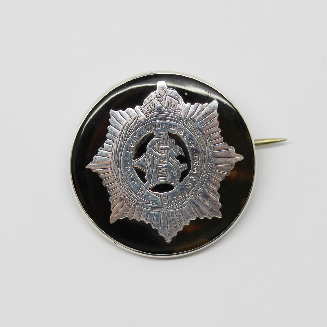 WW1 Army Service Corps (A.S.C.) 1917 Hallmarked Silver & Tortoiseshell Sweetheart Brooch