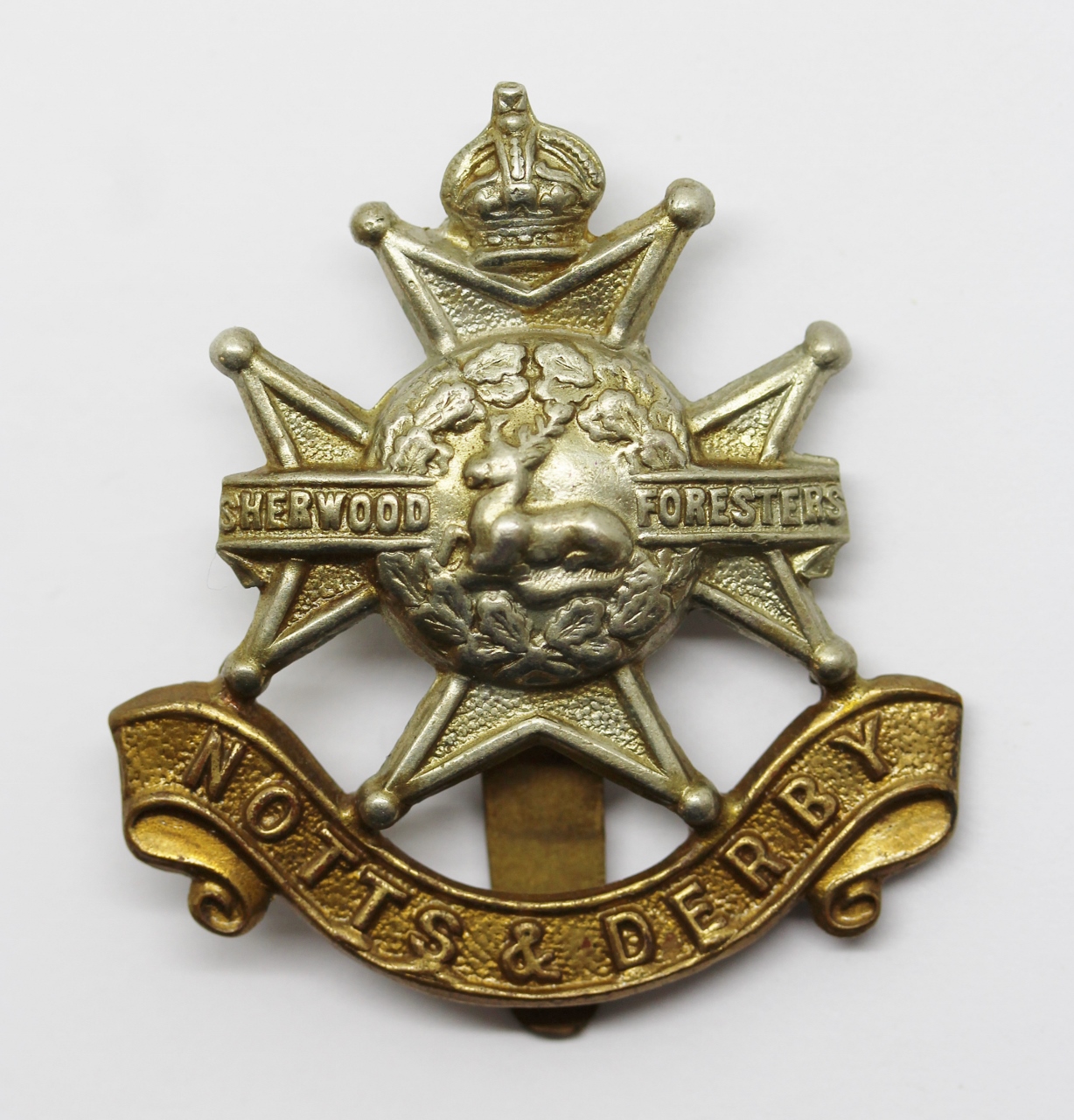 Notts & Derby Regiment (Sherwood Foresters) Cap Badge - King's Crown