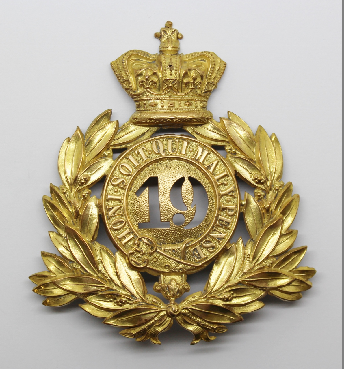 Victorian 19th Regiment of Foot (1st York, North Riding) Officer's Gilt Shako Plate (circa 1869-78)
