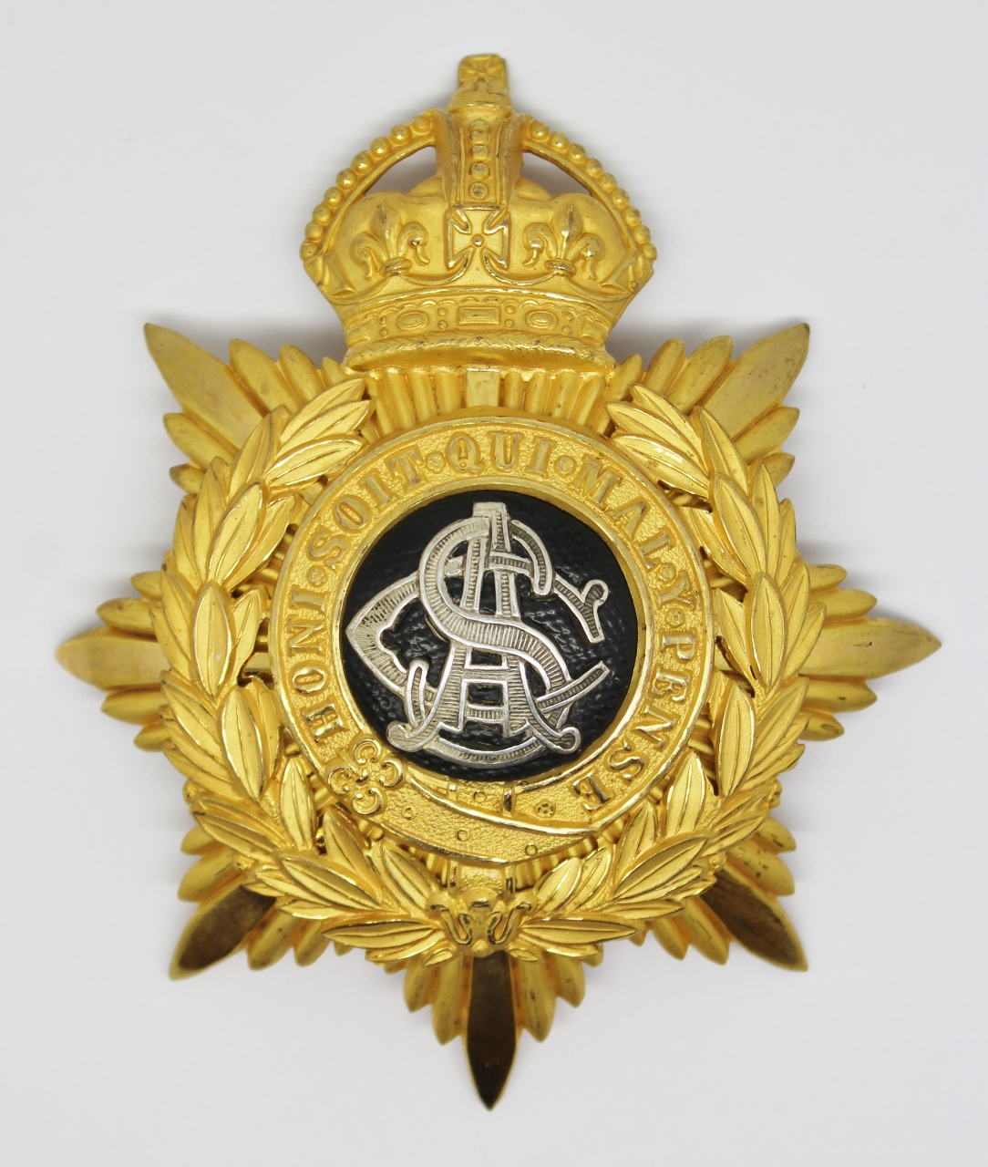 Army Service Corps (A.S.C.) Officer's Helmet Plate - King's Crown