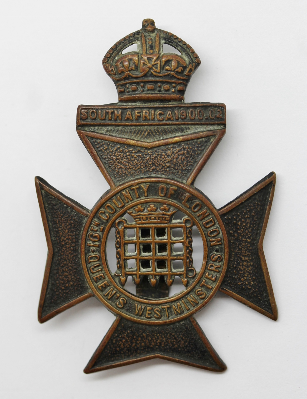 16th County of London Bn. (Queen's Westminster Rifles) London Regiment Cap Badge - King's Crown