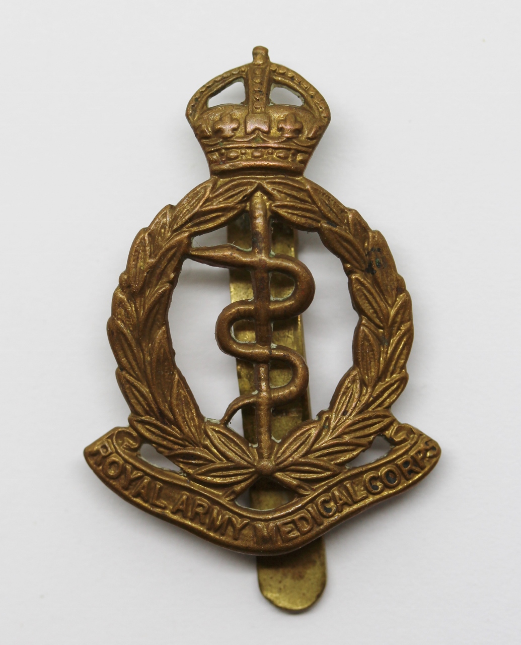 Royal Army Medical Corps (R.A.M.C.) Brass Cap Badge - King's Crown