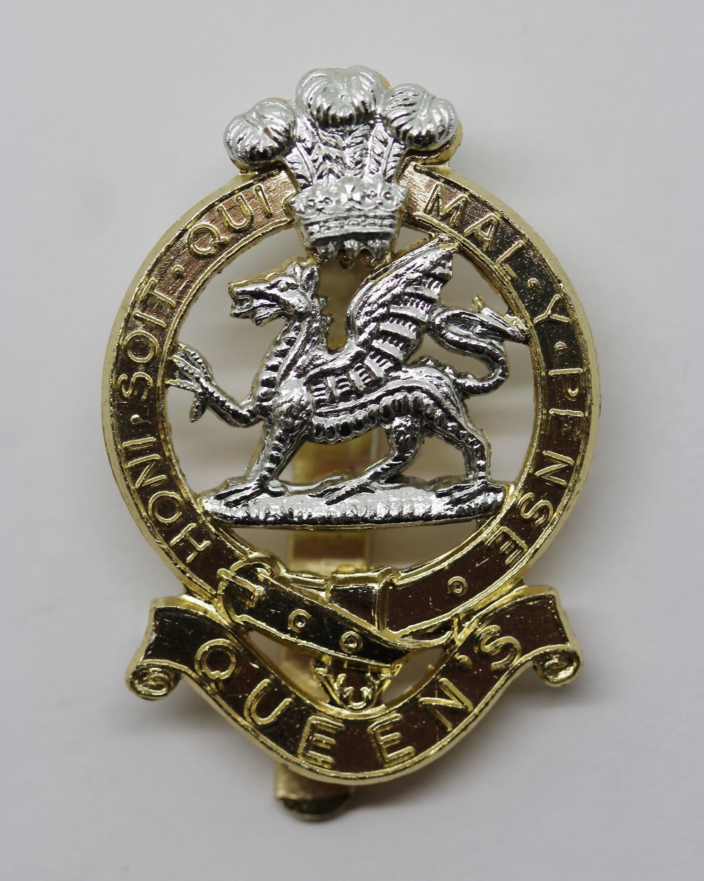 Queen's Royal Regiment Anodised (Staybrite) Cap Badge