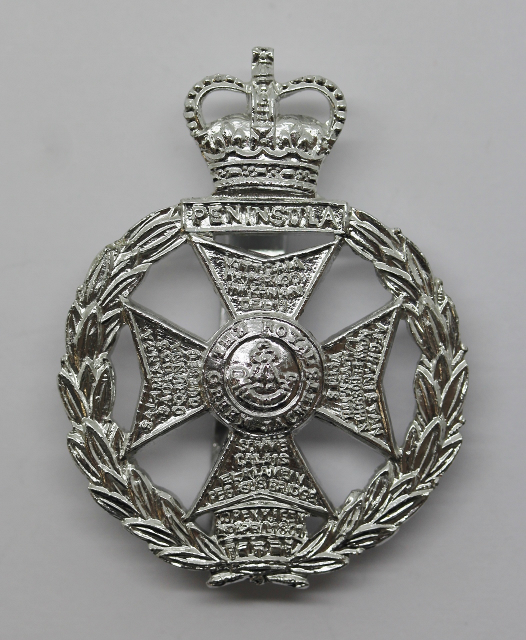 Royal Green Jackets Anodised (Staybrite) Cap Badge - Queen's Crown