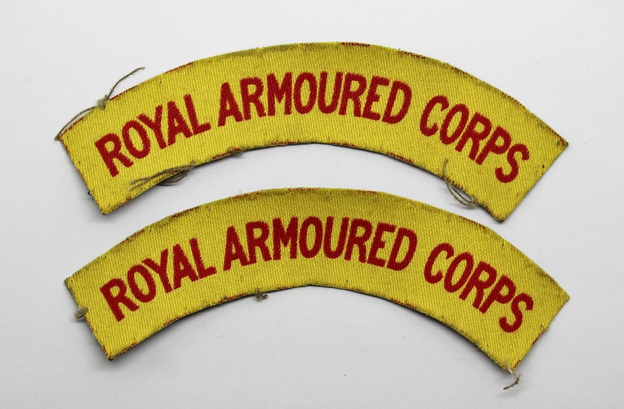 Pair of WW2 Royal Armoured Corps (R.A.C.) Printed Shoulder Titles