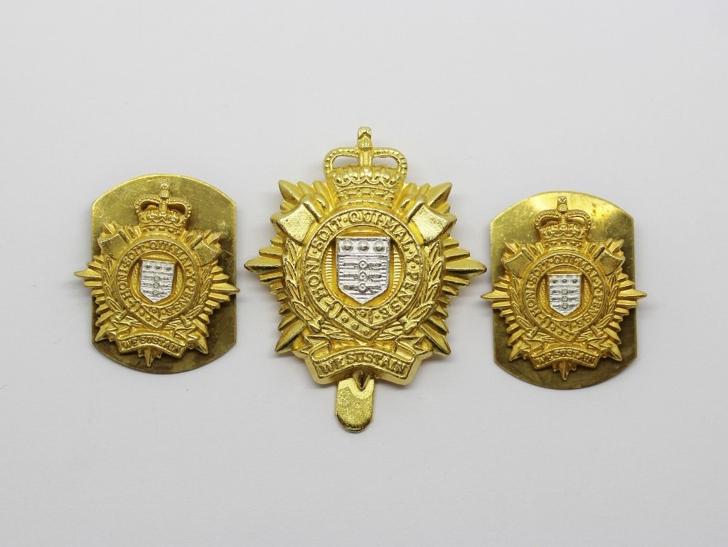 Royal Logistic Corps Cap Badge & Pair of Collar Badges