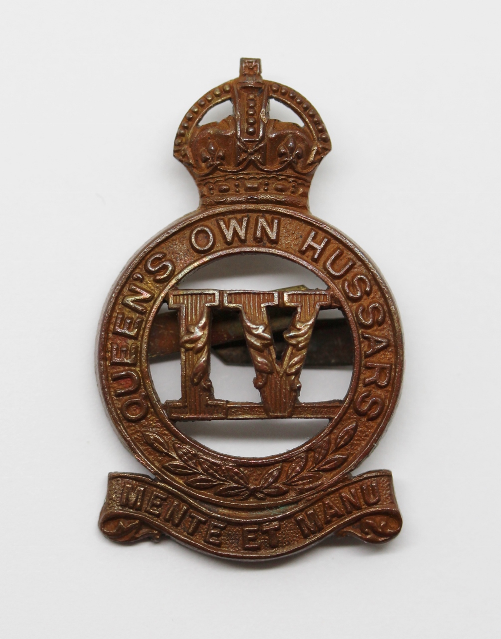 4th Queen's Own Hussars Officer's Service Dress Cap Badge - King's Crown