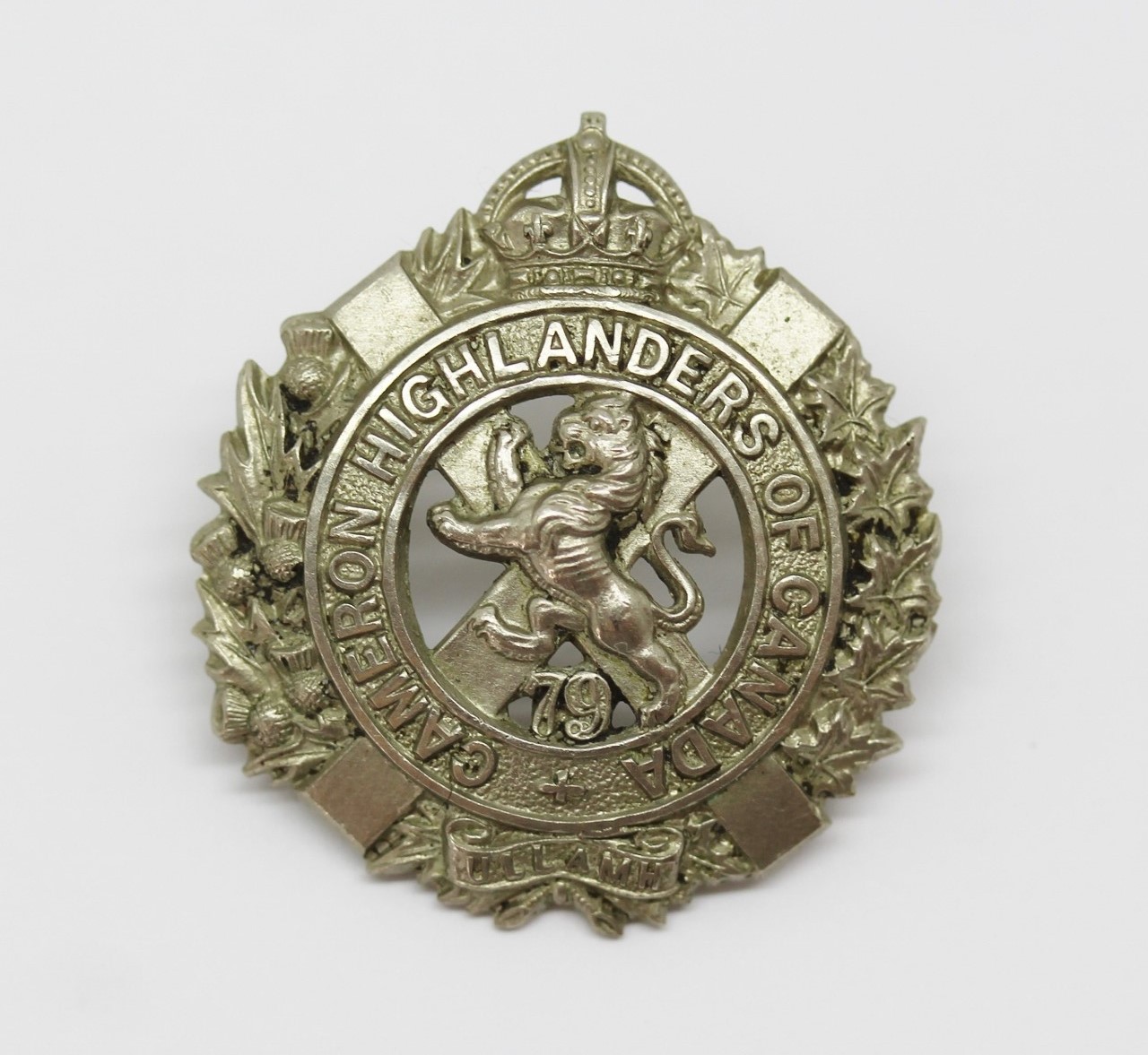 Canadian 79th Cameron Highlanders of Canada Collar Badge - KIng's Crown