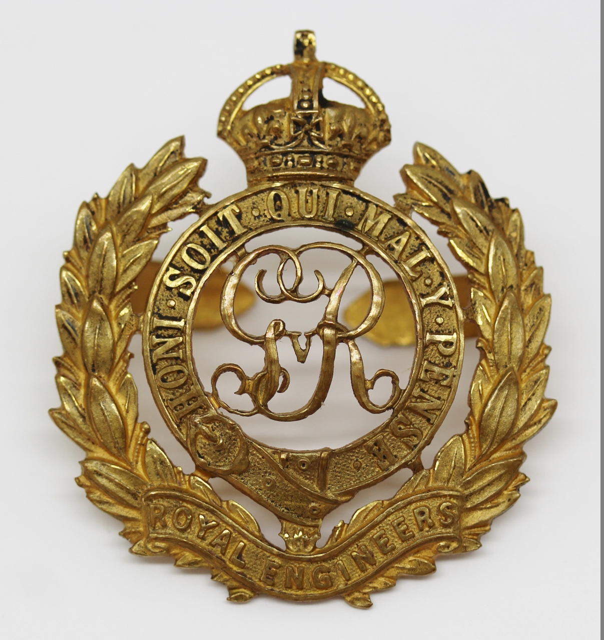 George V Royal Engineers Officer's Dress Cap Badge 