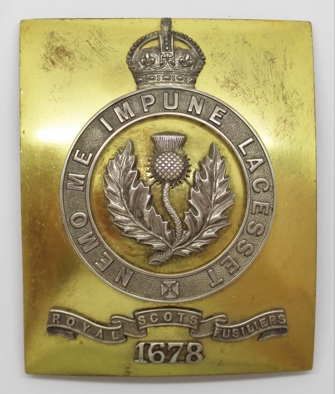 Royal Scots Fusiliers Officer's Shoulder Belt Plate - King's Crown