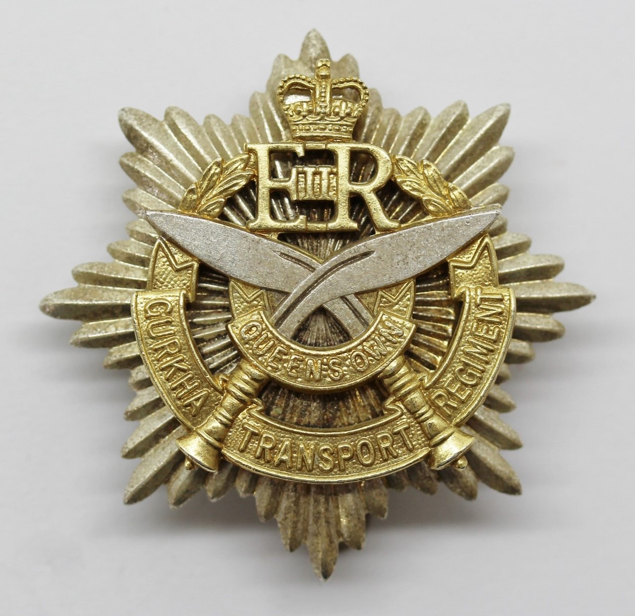 Gurkha Transport Regiment Bi-Metal Cap Badge - Queen's Crown