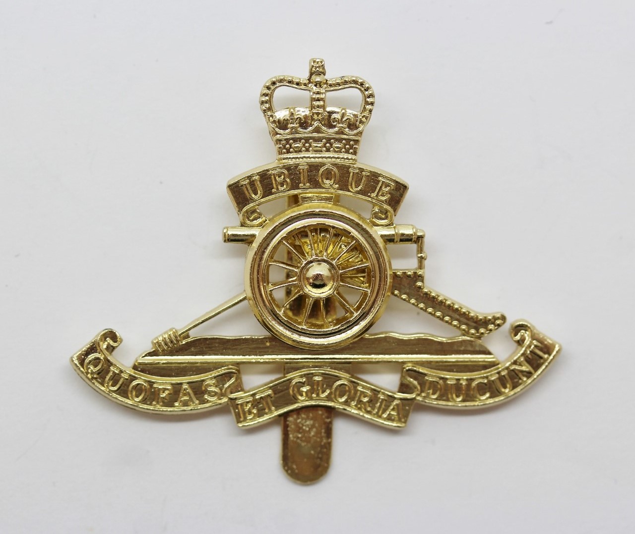 Royal Artillery Anodised (Staybrite) Beret Badge - Queen's Crown