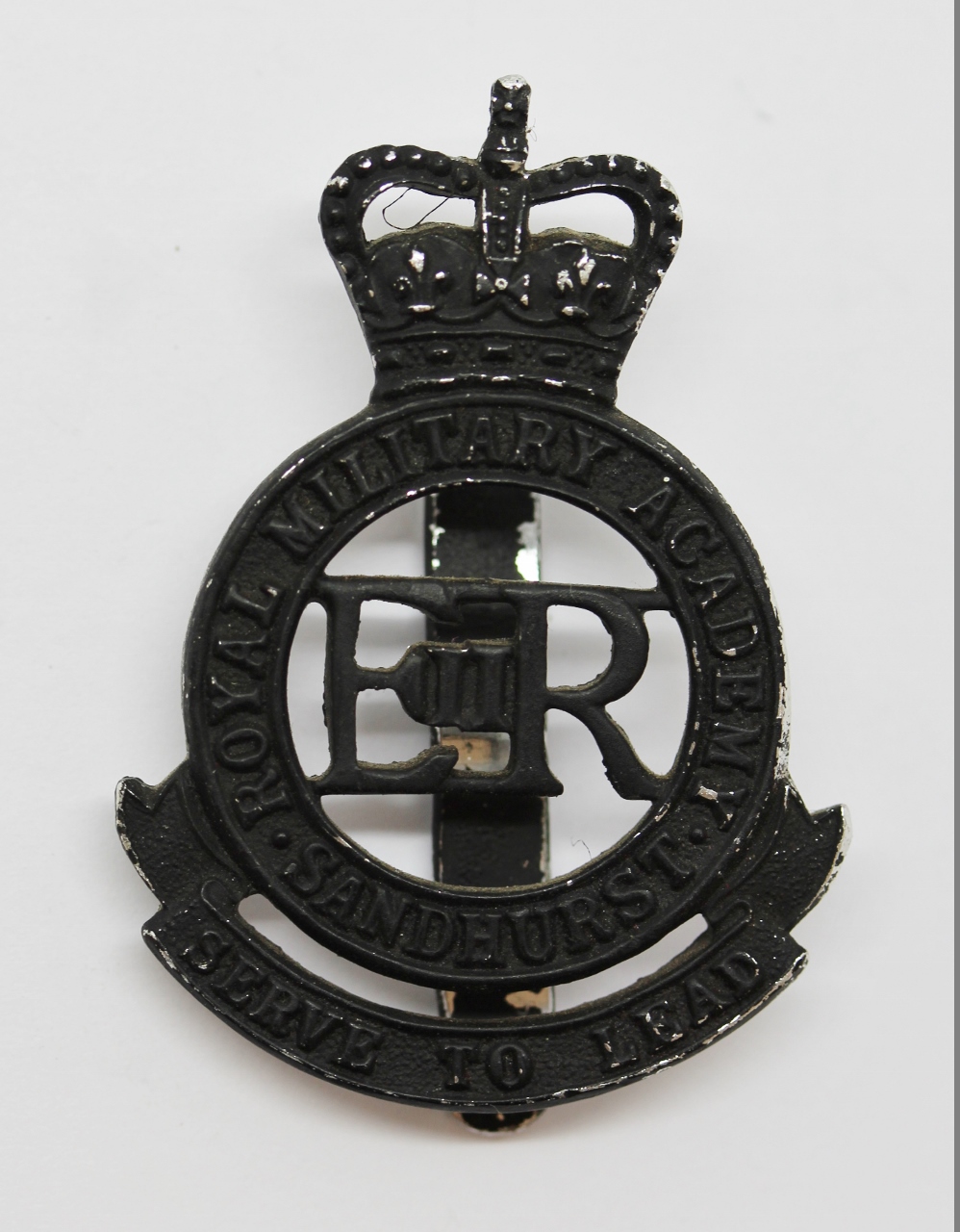 Royal Military Academy Sandhurst Blackened Anodised (Staybrite) Cap Badge