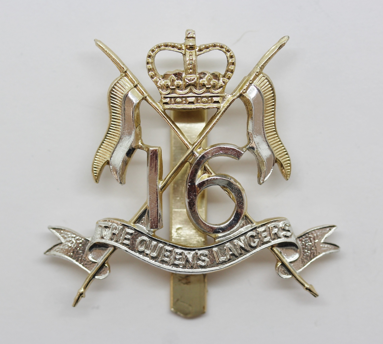 16th/5th Queen's Lancers Anodised (Staybrite) Cap Badge