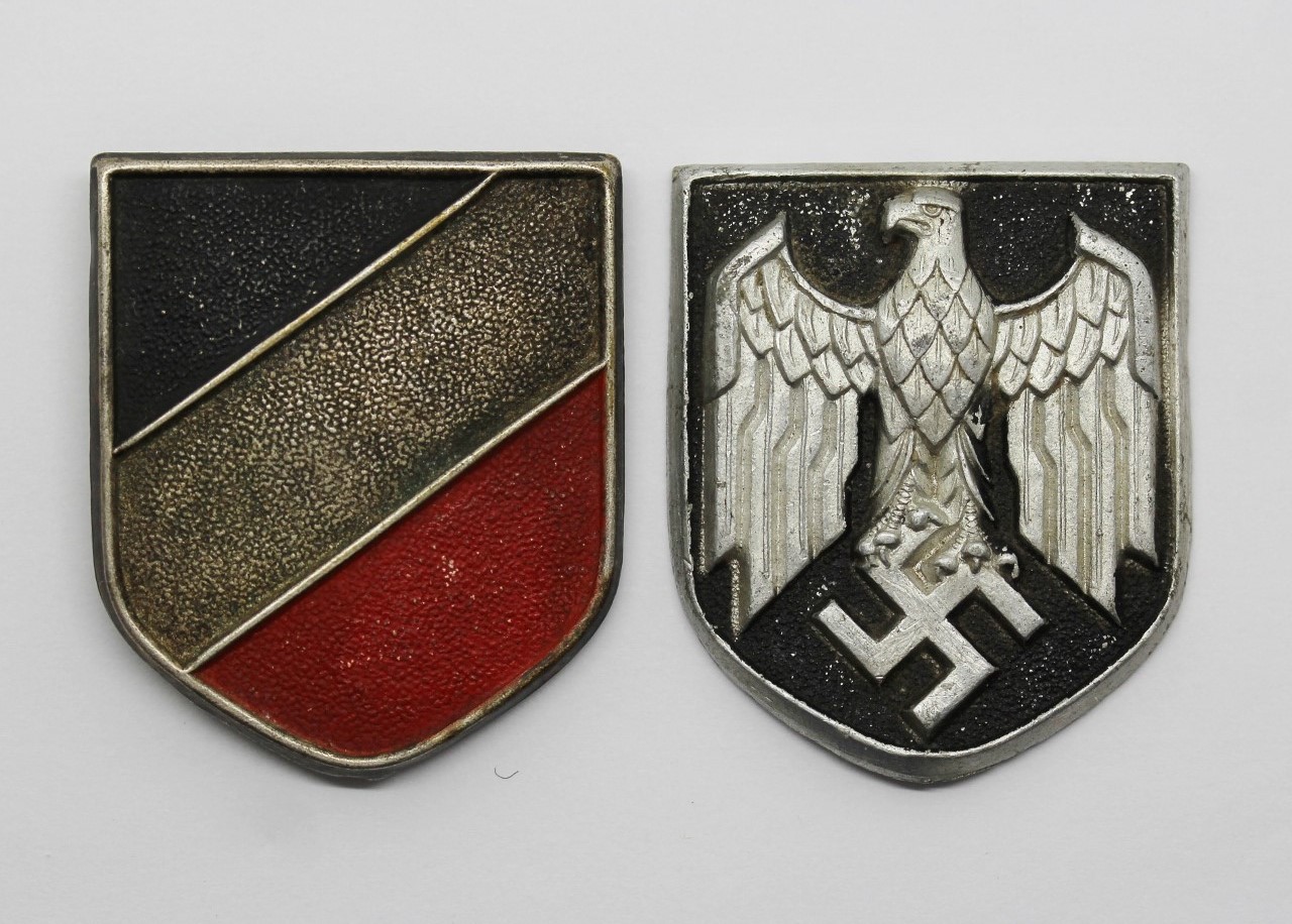 Pair of German WW2 Solar Helmet Badges