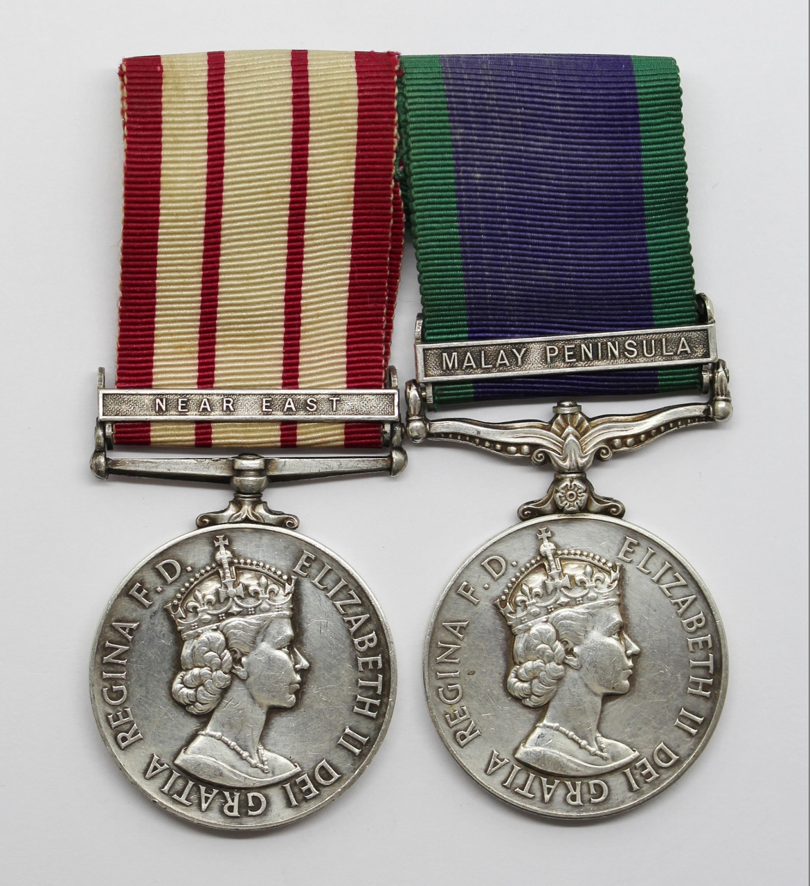 Naval General Service Medal (Clasp - Near East) & Campaign Service Medal (Clasp - Malay Peninsula) - R.E.M. A.F. Shiner, Royal Navy