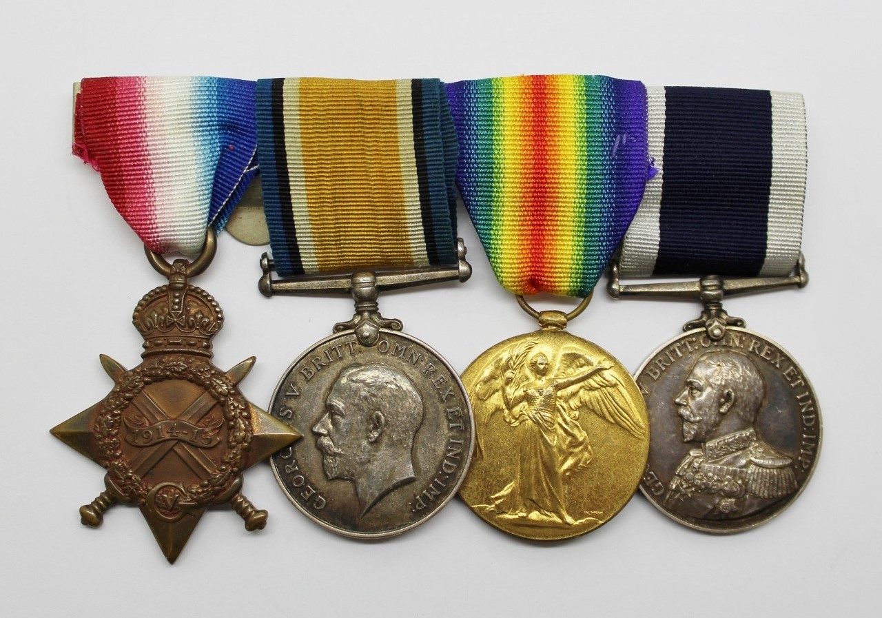 WW1 1914-15 Star, British War Medal, Victory Medal & Royal Naval LS&GC Medal Group of Four - W. Higgs, S.P.O., Royal Navy