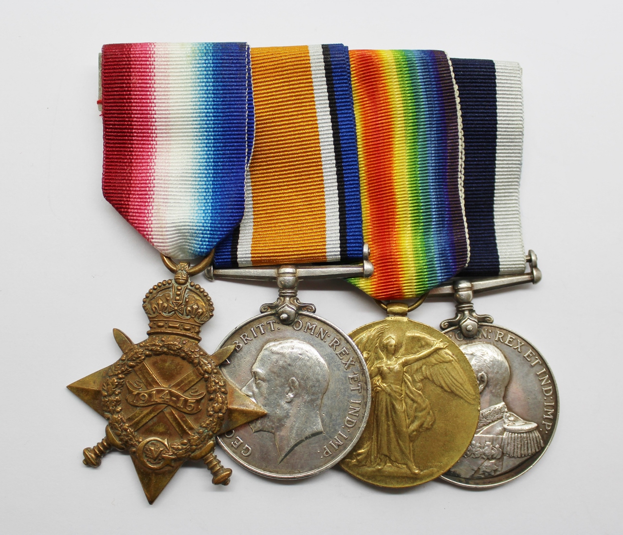 WW1 1914-15 Star, British War Medal, Victory Medal & Royal Naval LS&GC Medal Group of Four - Shpt. A. Fiddick, Royal Navy
