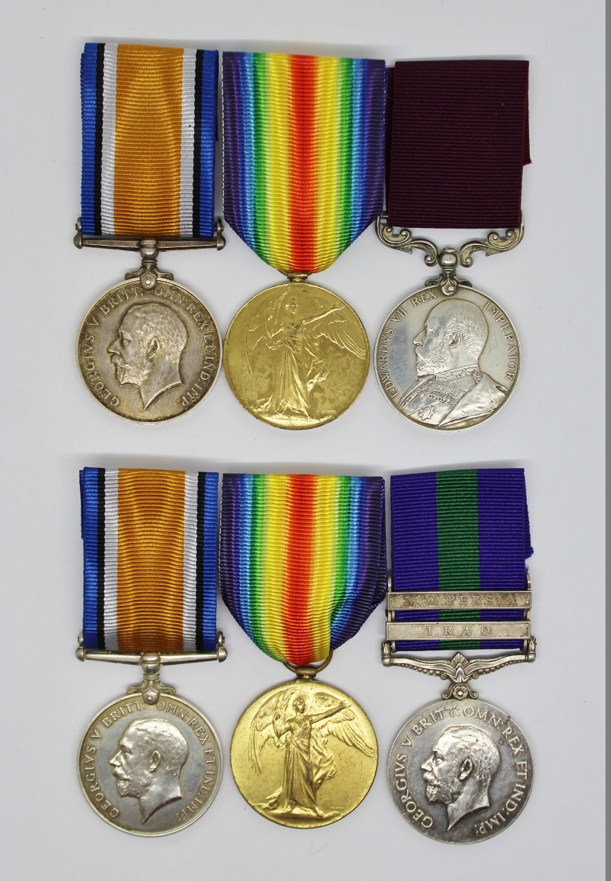 Rowney Family WW1 Father & Son Medal Group - C.Sgt. S. Rowney, Royal Inniskilling Fus / Royal Irish Rifles & Cpl. S. Rowney, Royal Dublin Fus / Royal Irish Fus (The son was murdered after the war)