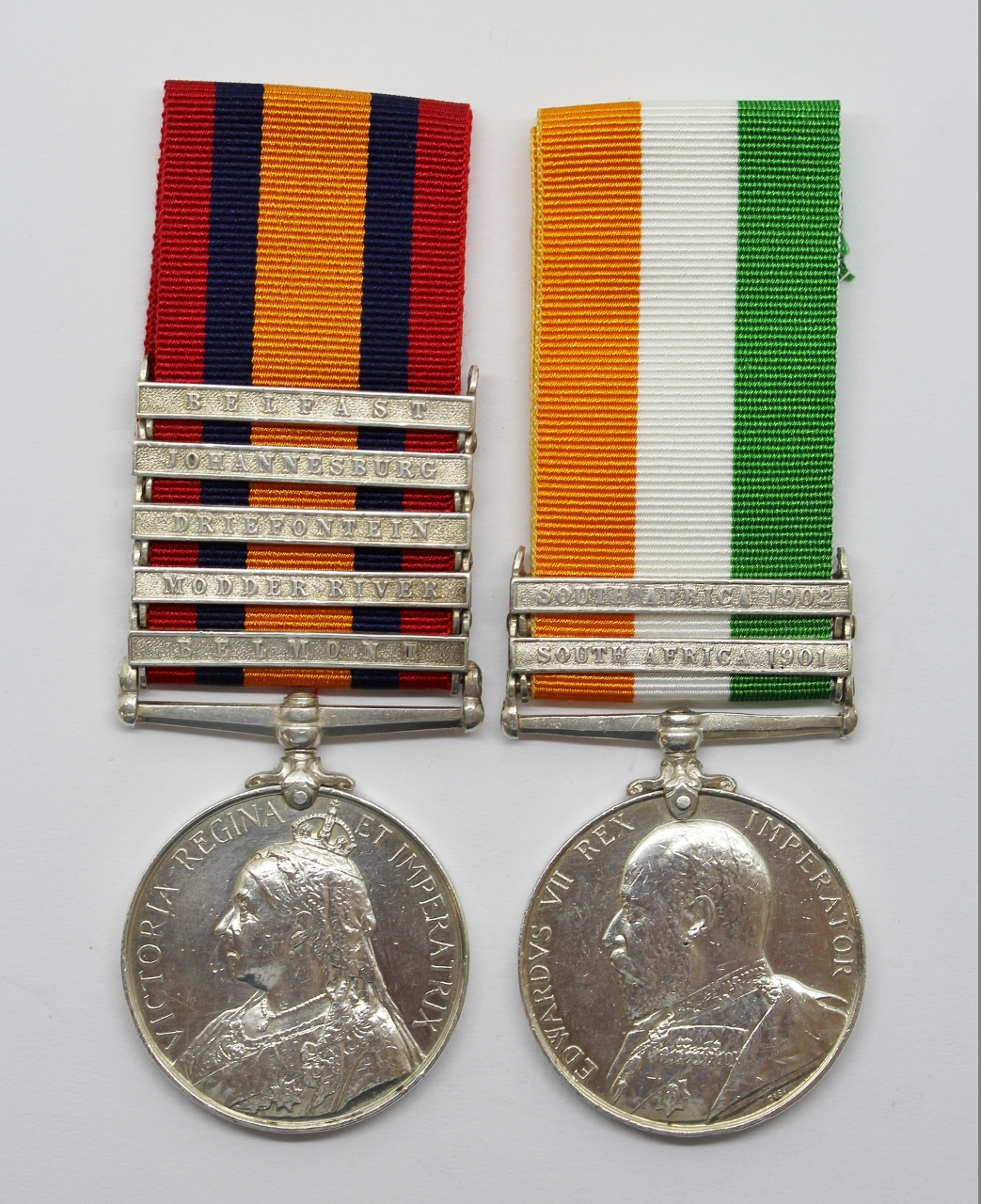 Queen's South Africa Medal (Clasps - Belmont, Modder River, Driefontein, Johannesburg, Belfast) & King's South Africa Medal (Clasps - South Africa 1901, South Africa 1902) - Corpl. C. Sharp, Grenadier Guards