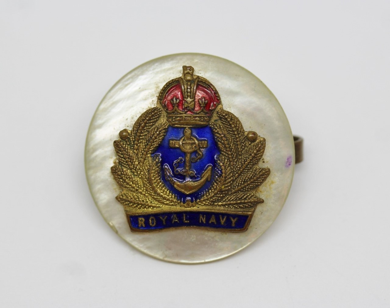 Royal Navy Enamelled Sweetheart Brooch - King's Crown