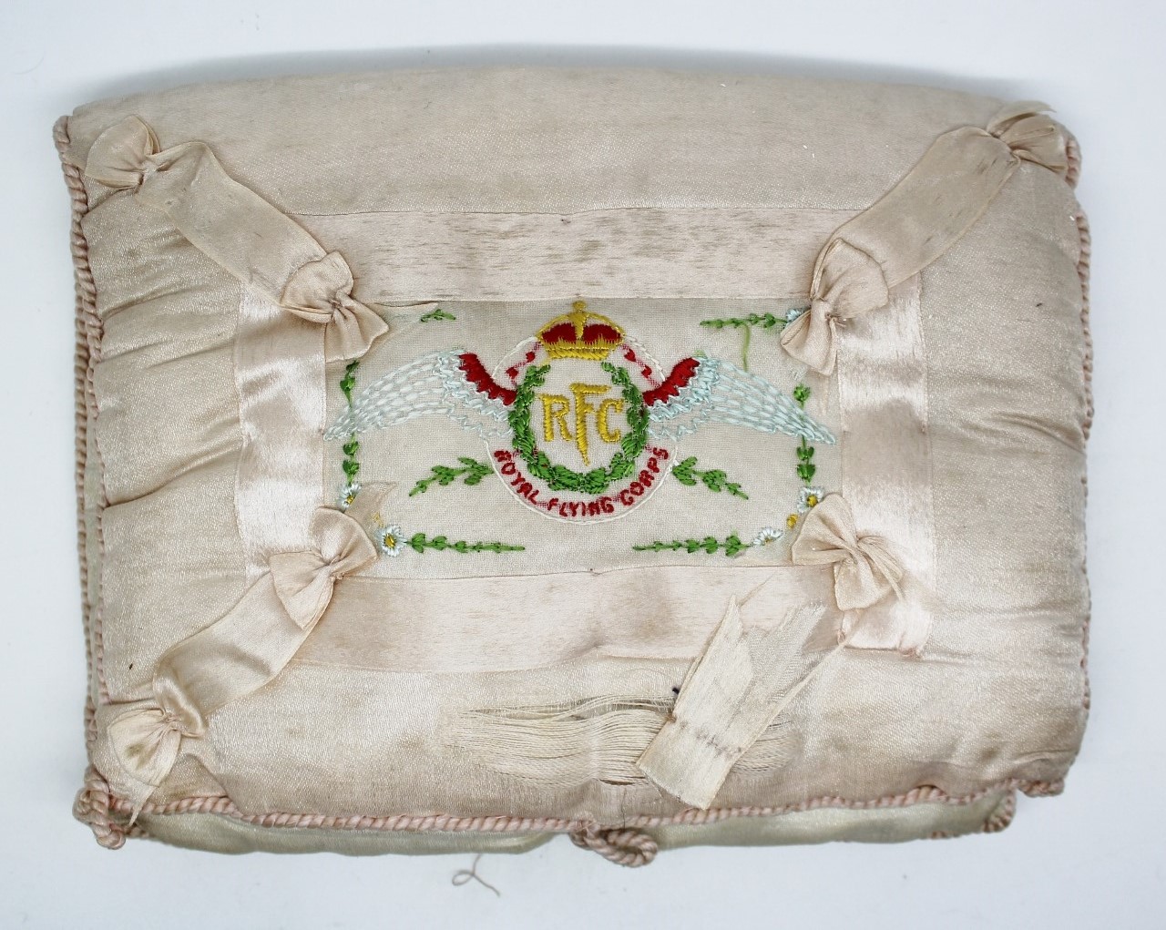 WW1 Royal Fying Corps Silk Embroidered Jewellery Pad / Cushion