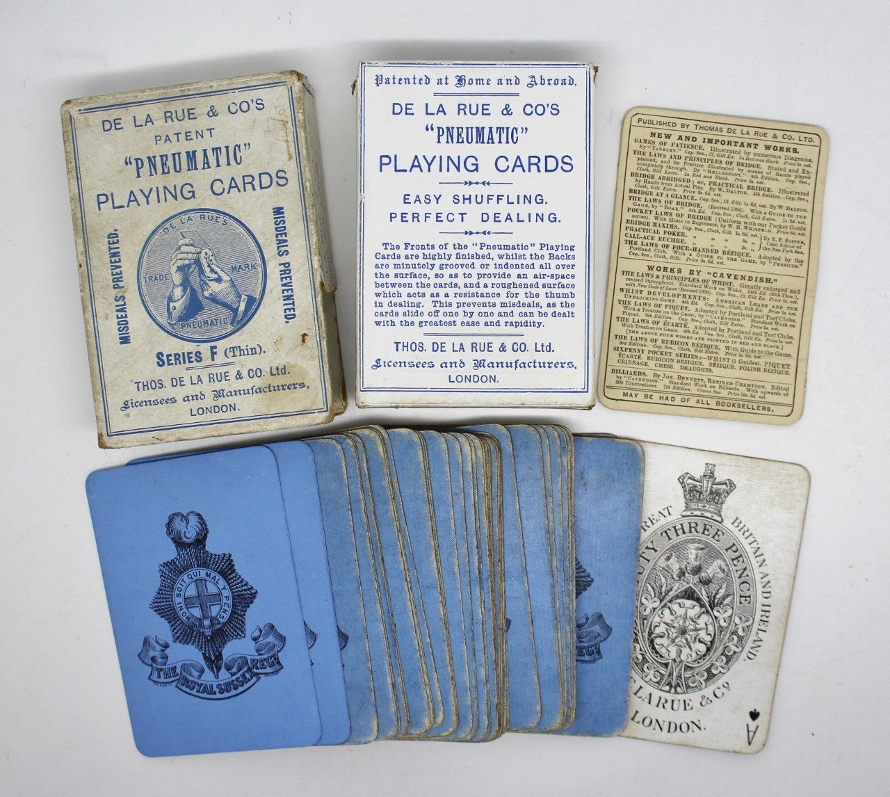 Early 20th Century Thos. De la Rue & Co. Ltd. 'Pneumatic' Playing Cards - Royal Sussex Regiment