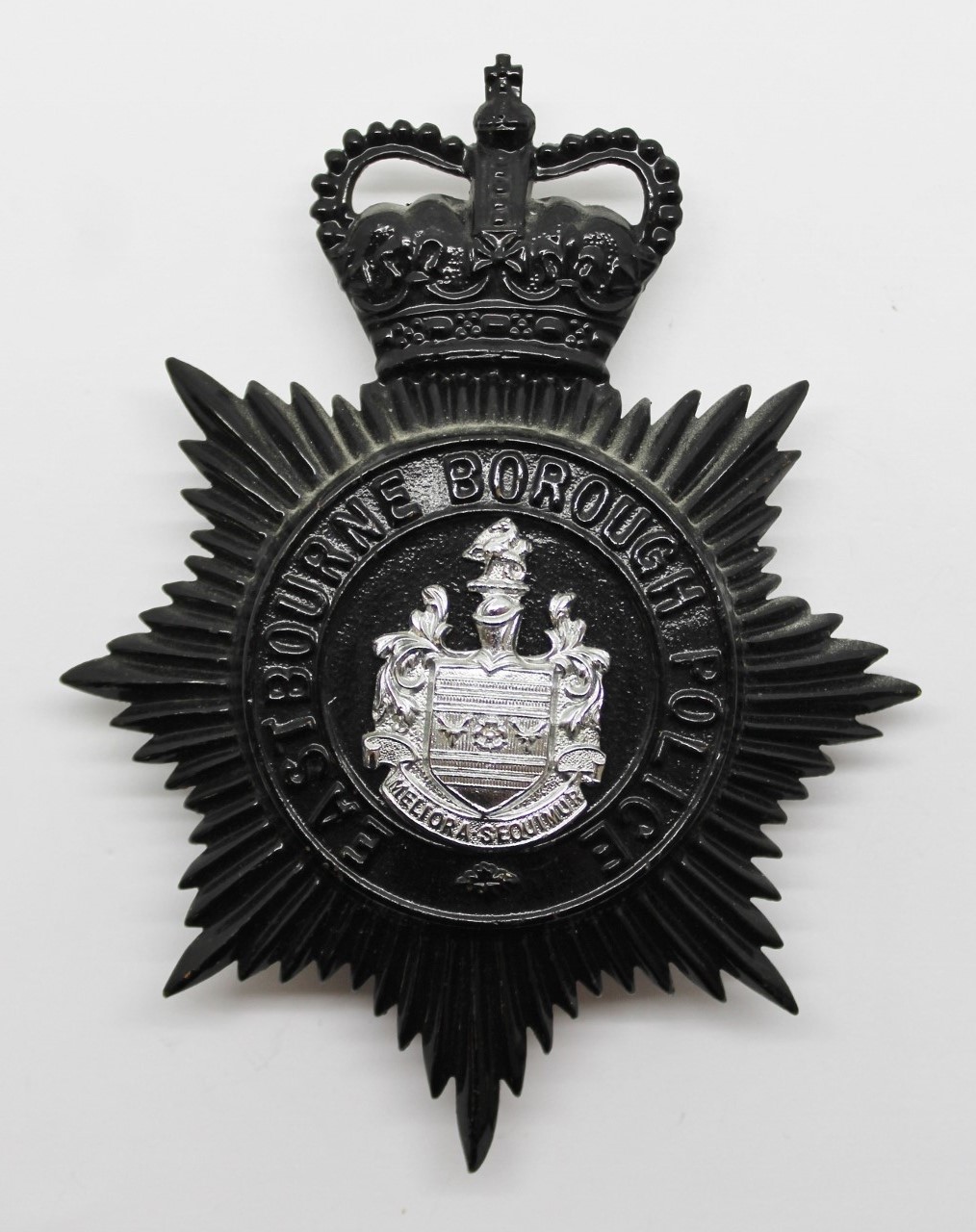 Eastbourne Borough Police Night Helmet Plate - Queen's Crown