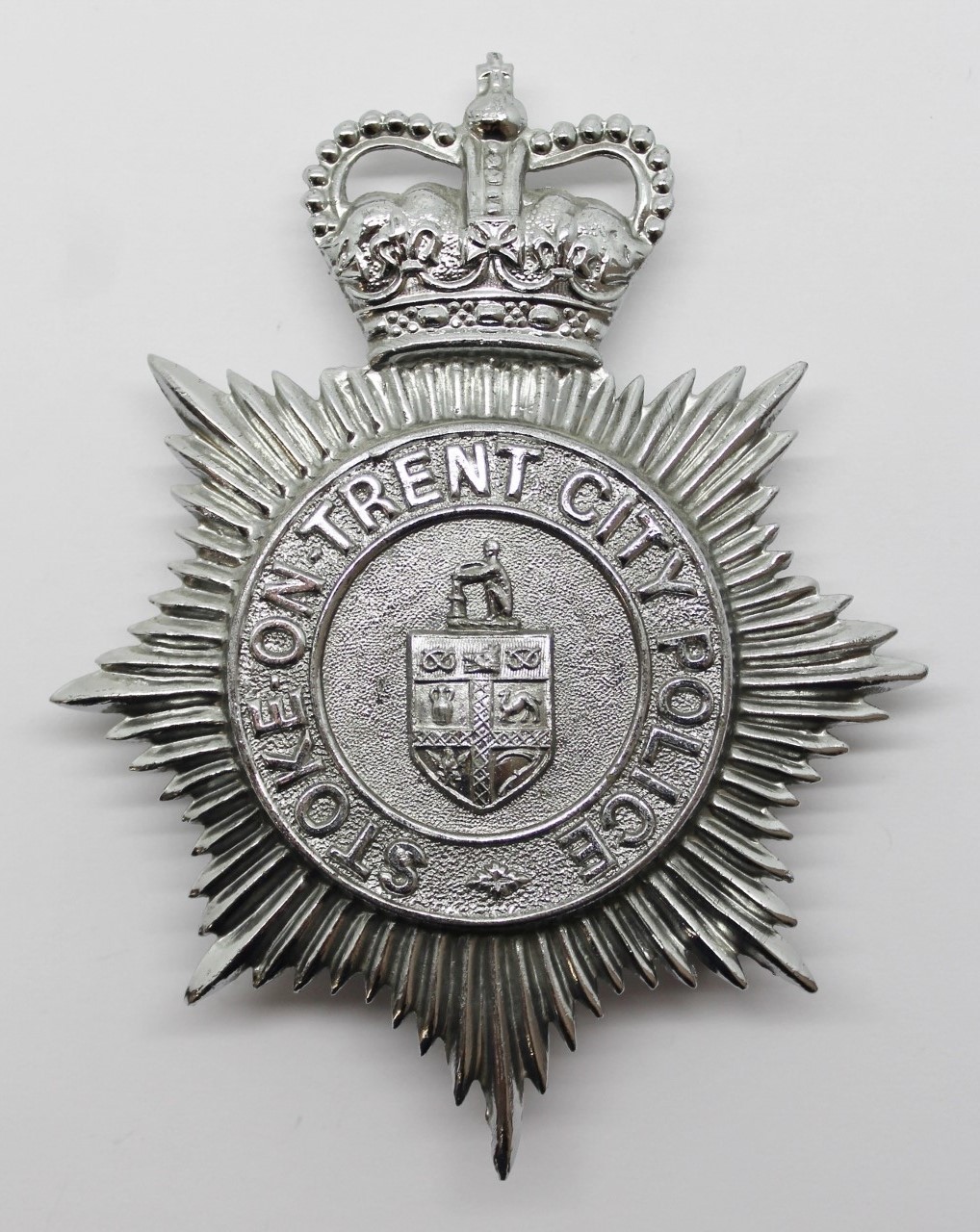 Stoke-on-Trent City Police Helmet Plate - Queen's Crown