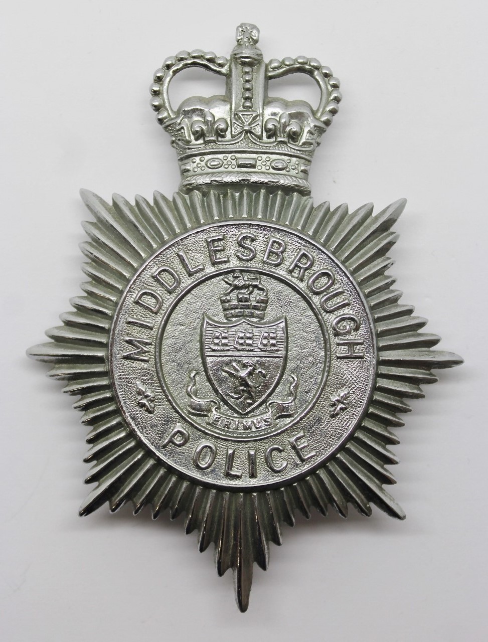Middlesbrough Borough Police Helmet Plate - Queen's Crown