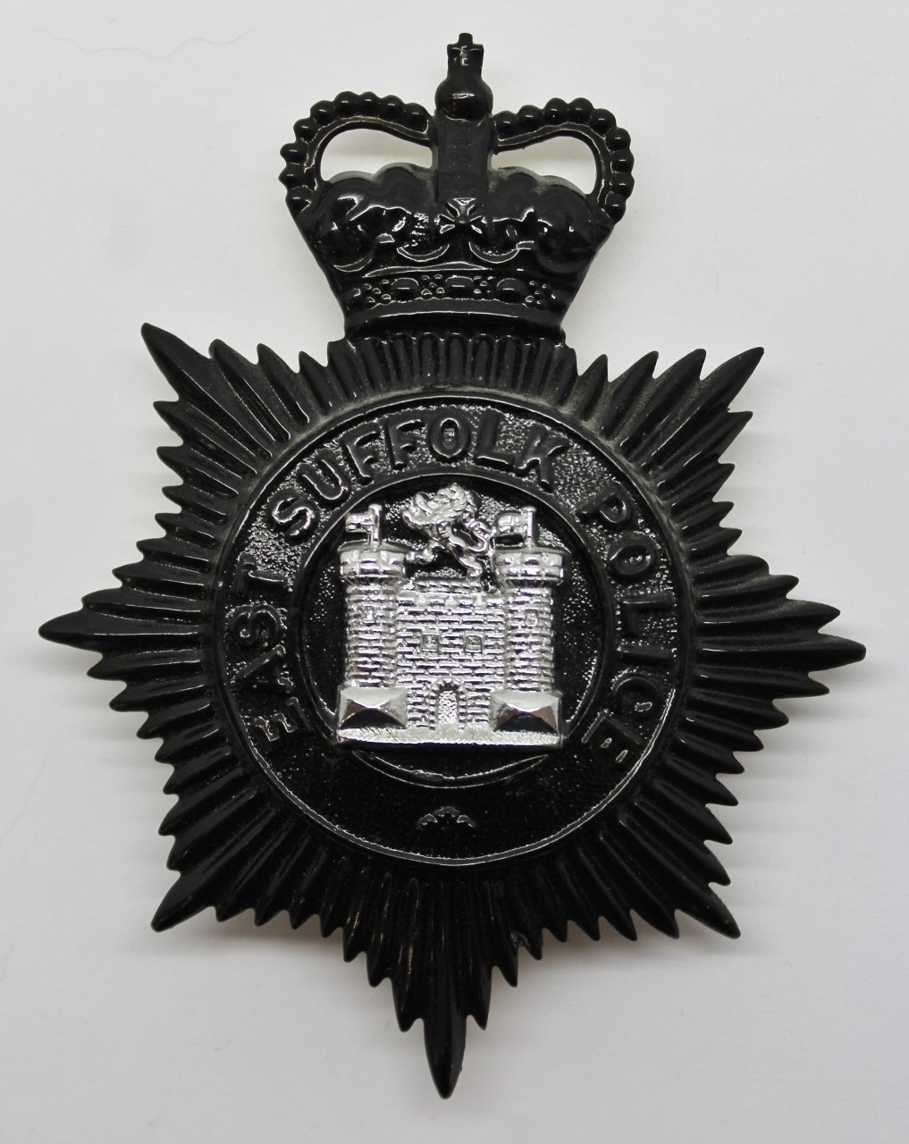East Suffolk Police Night Helmet Plate - Queen's Crown