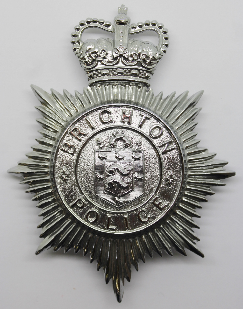 Brighton Borough Police Helmet Plate - Queens Crown