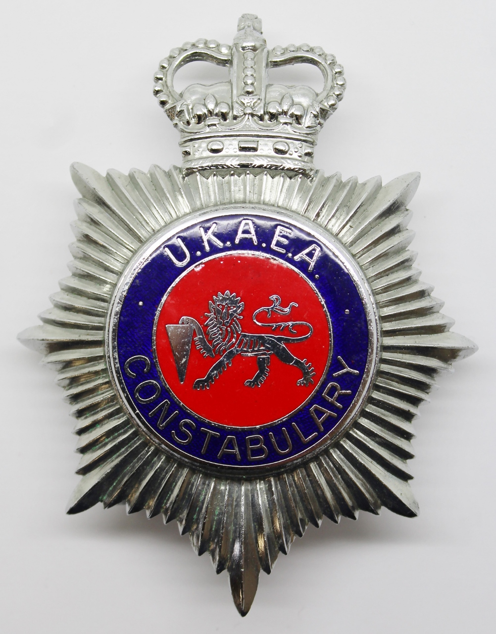 United Kingdom Atomic Energy Authority (U.K.A.E.A) Constabulary Enamelled Helmet Plate - Queens Crown