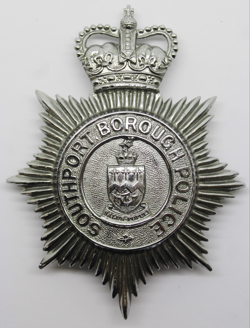 Southport Borough Police Helmet Plate - Queens Crown