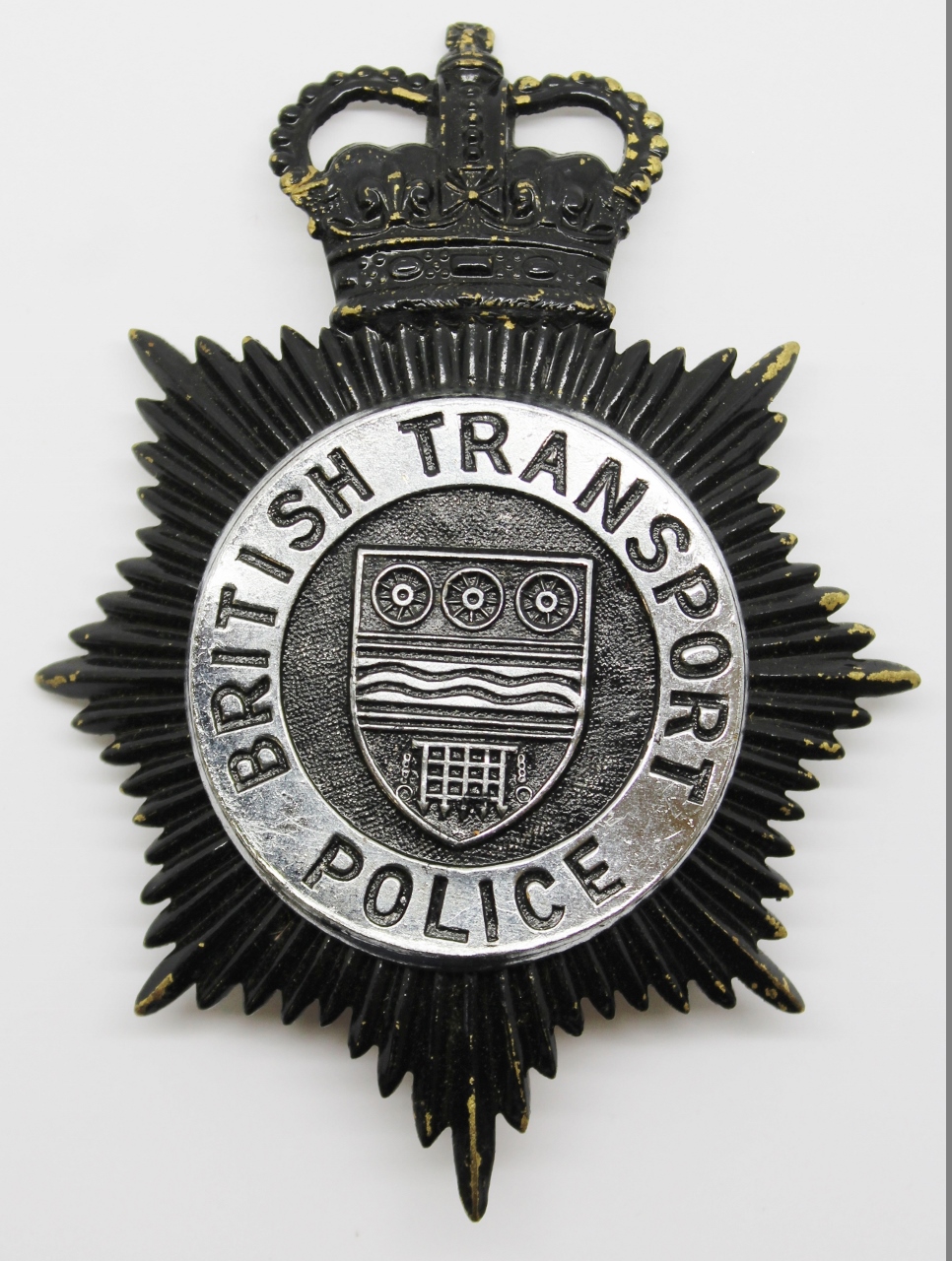 British Transport Police Night Helmet Plate - Queens Crown