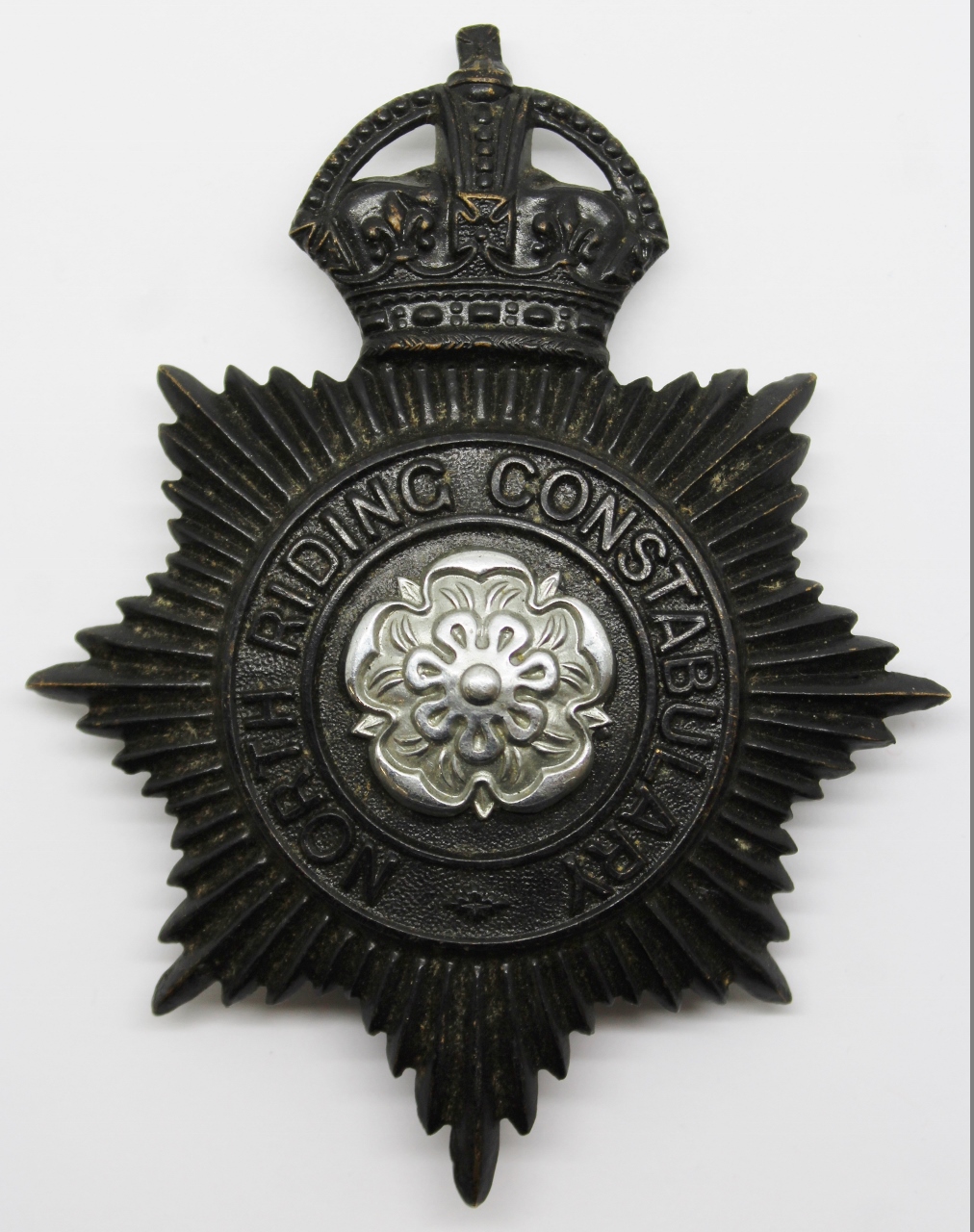 North Riding Constabulary Night Helmet Plate - King's Crown