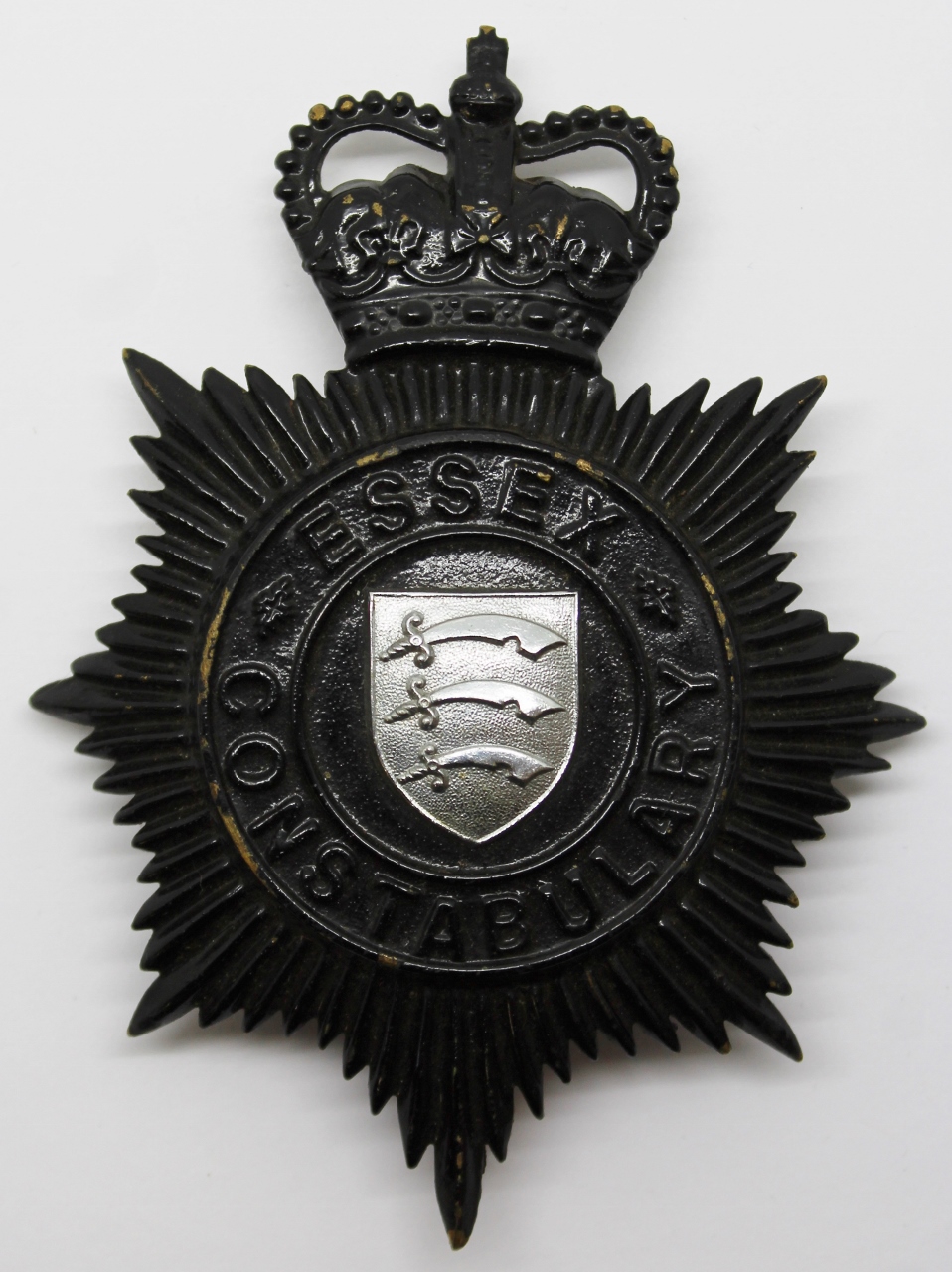 Essex Constabulary Night Helmet Plate - Queens Crown