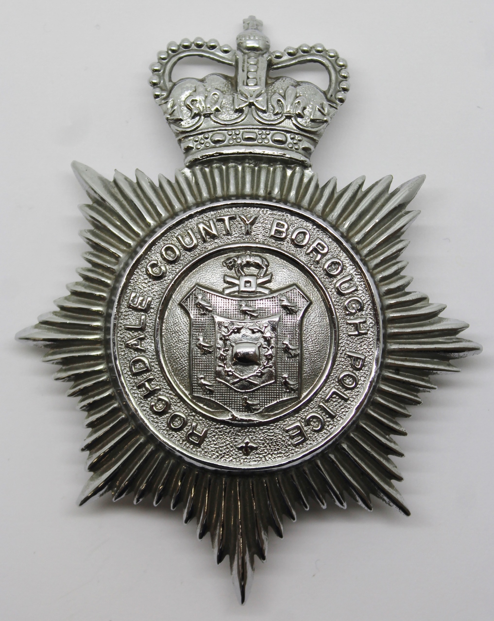 Rochdale County Borough Police Helmet Plate - Queen's Crown