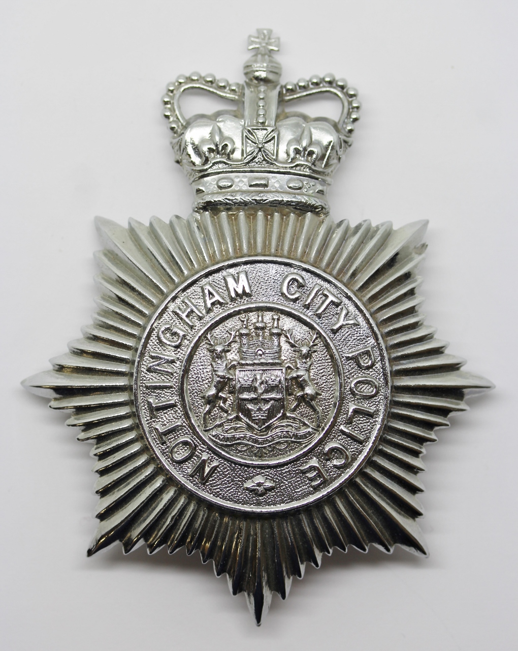 Nottingham City Police Helmet Plate - Queen's Crown