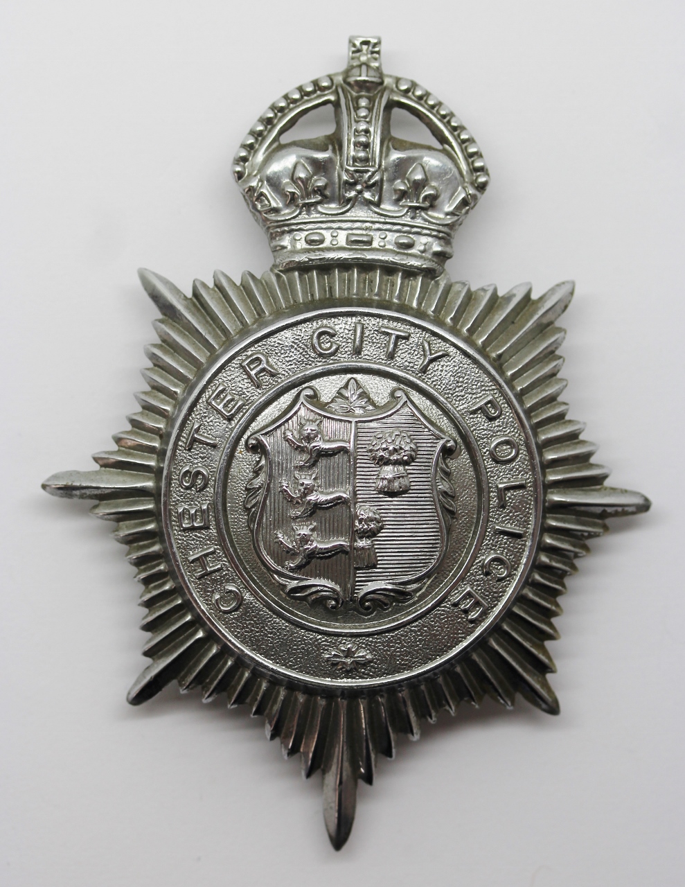 Chester City Police Helmet Plate - King's Crown