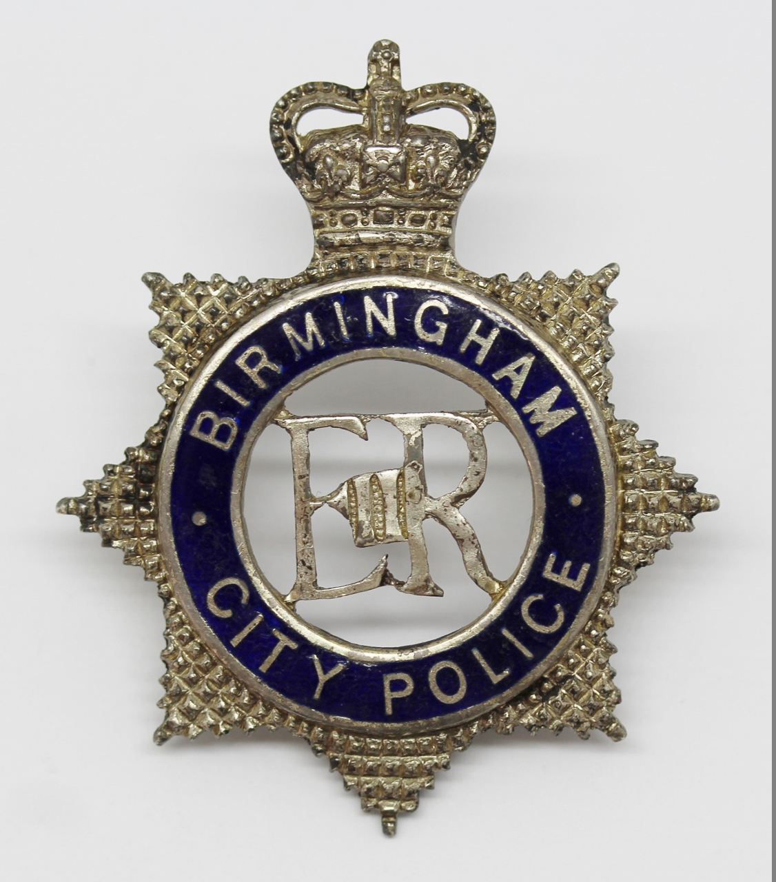 Birmingham City Police Senior Officer's Sterling Silver & Enamel Cap Badge - Queen's Crown