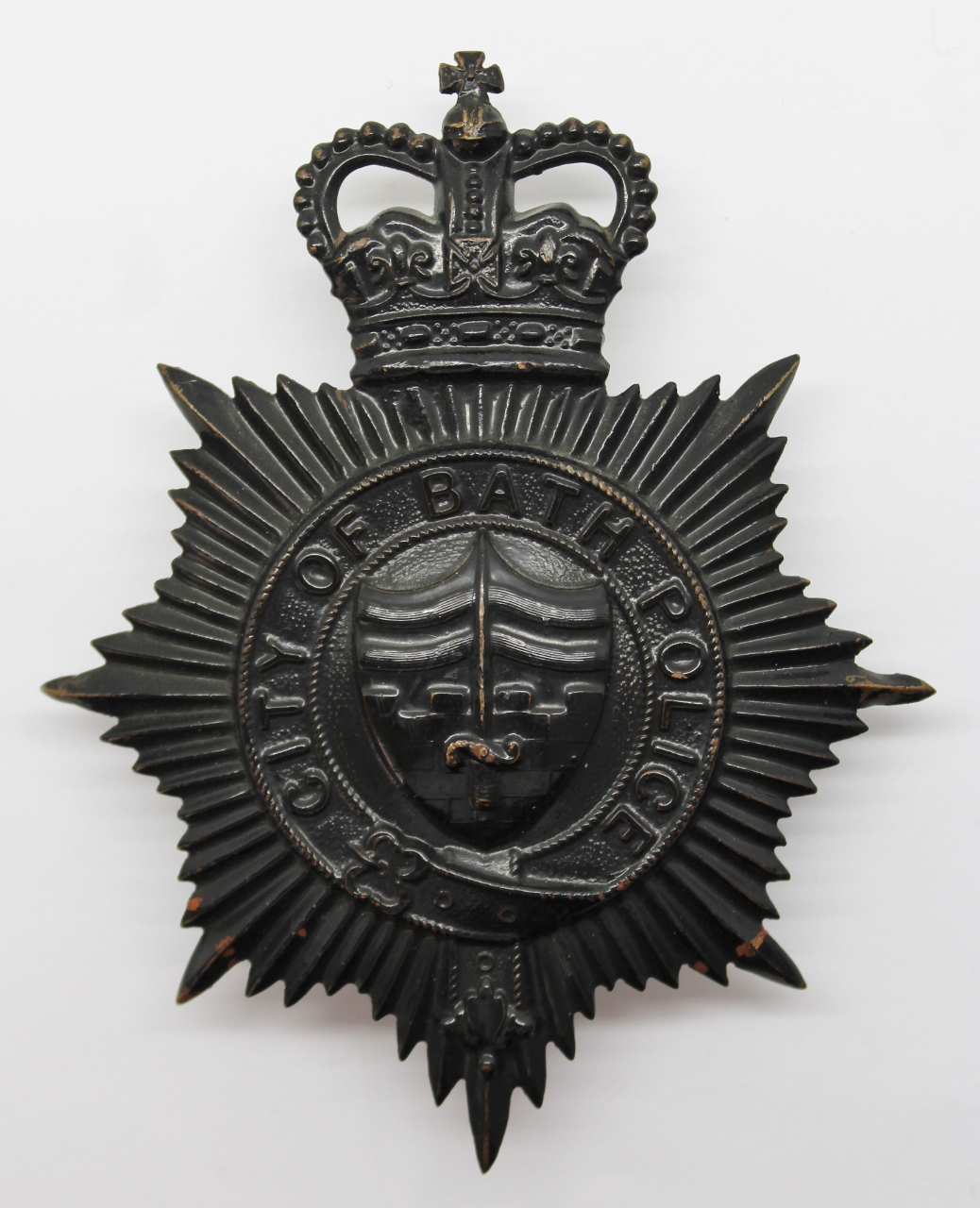 Bath City Police Night Helmet Plate - Queen's Crown