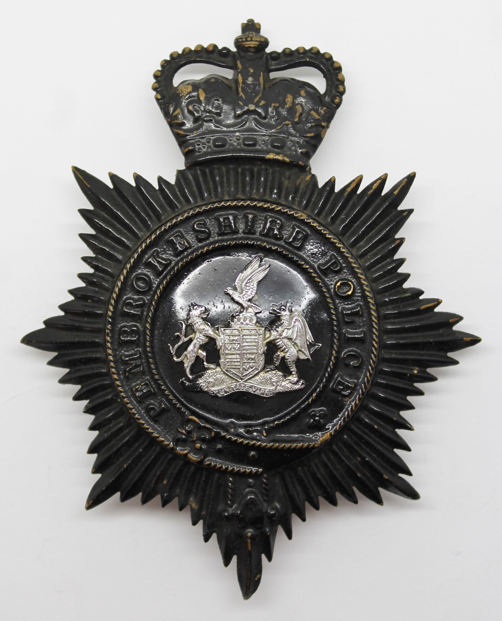 Pembrokeshire Police Night Helmet Plate - Queen's Crown