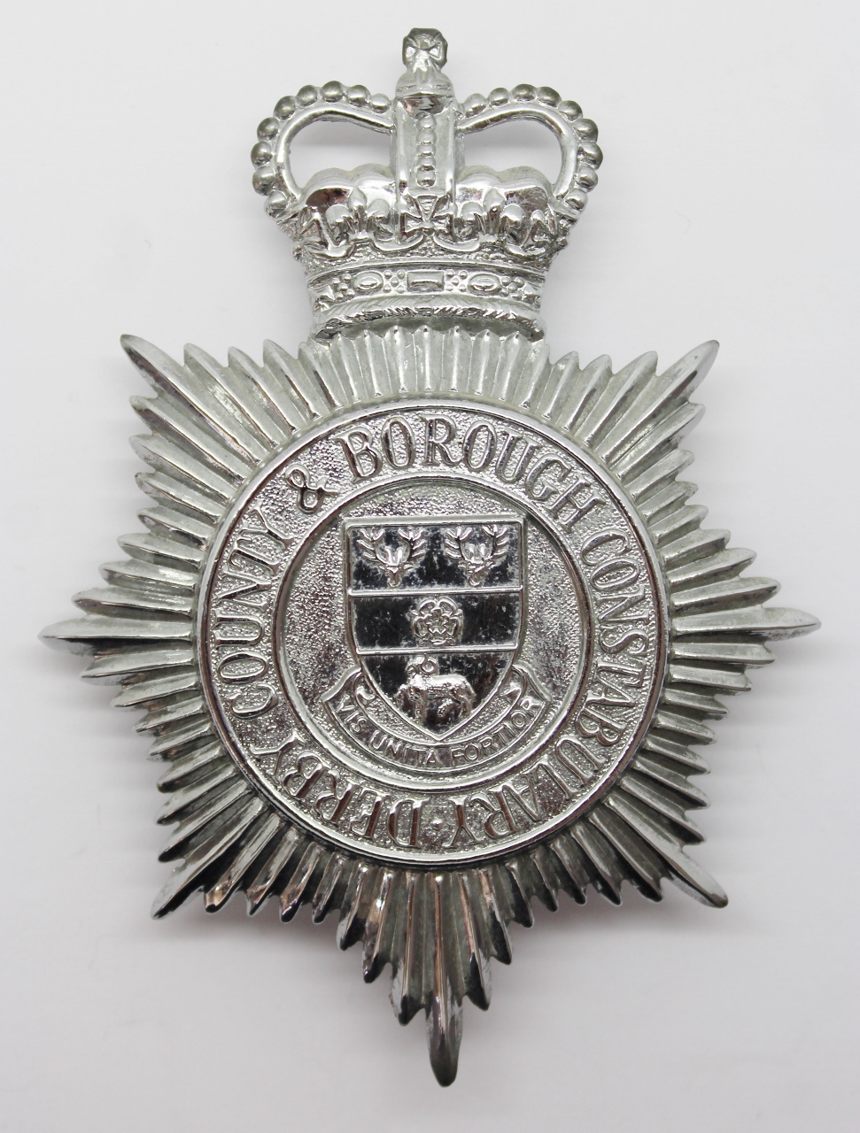Derby County & Borough Constabulary Helmet Plate - Queen's Crown